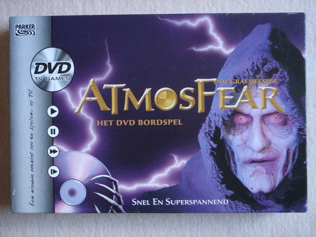 LEUK: AtmosFear - Het DVD Bordspel - GRIEZEL PARTYspel!, Drie of vier spelers, Ophalen of Verzenden, Zo goed als nieuw, Parker