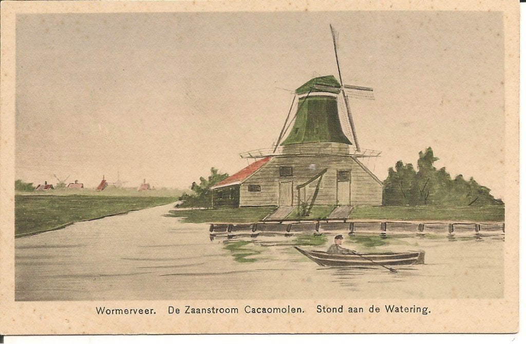 Ansichtkaart Wormerveer: De Zaanstroom Cacaomolen, Ophalen of Verzenden, 1920 tot 1940, Ongelopen, Noord-Holland
