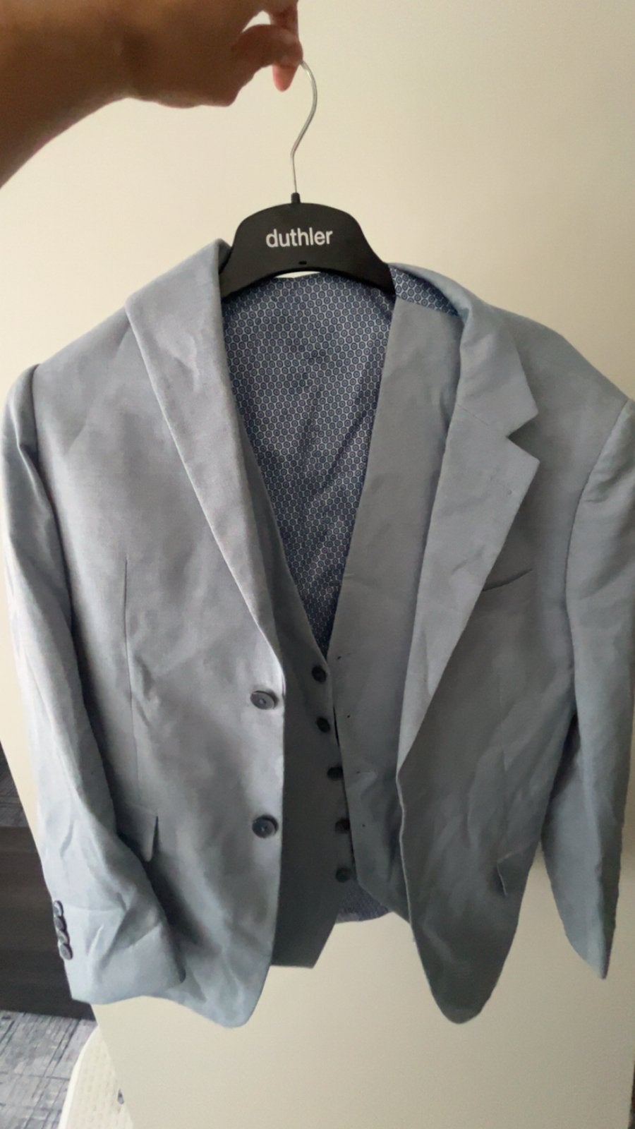 Stijlvol Blauw Pak - Jas en Gilet maat 46, Ophalen of Verzenden, Zo goed als nieuw, Overige maten, Blauw