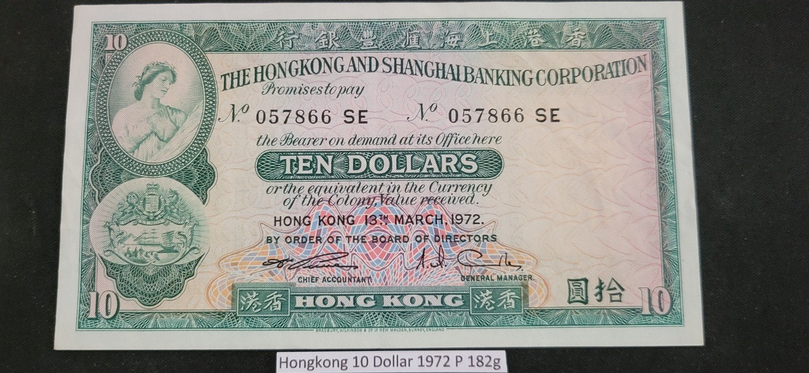 Hongkong 10 Dollar 1972 P 182g Bankbiljet, Ophalen of Verzenden