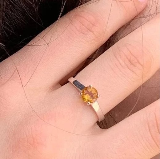 Natuurlijke Citrien 925 Zilveren Ring - Handgemaakt, Sieraden, Tassen en Uiterlijk, Ringen, 18 tot 19, Geel, Nieuw, Ophalen of Verzenden
