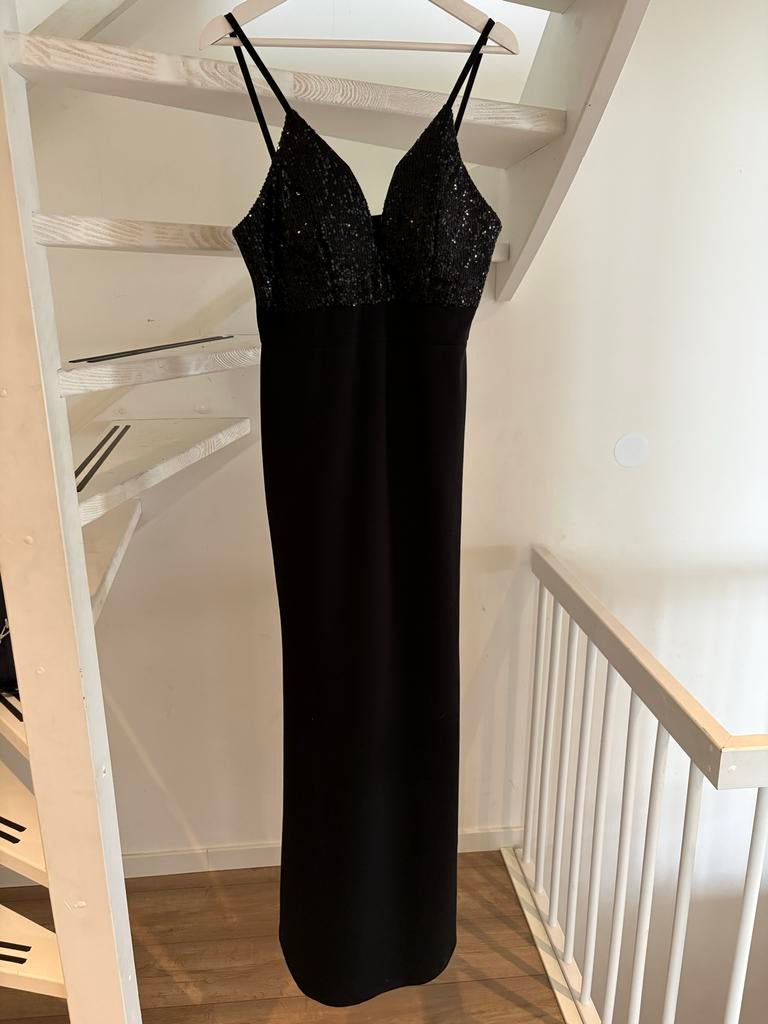 WalG Zwarte Galajurk - Maat L met pailletten, Kleding | Dames, Galajurk, Verzenden, Zwart, Maat 42/44 (L)