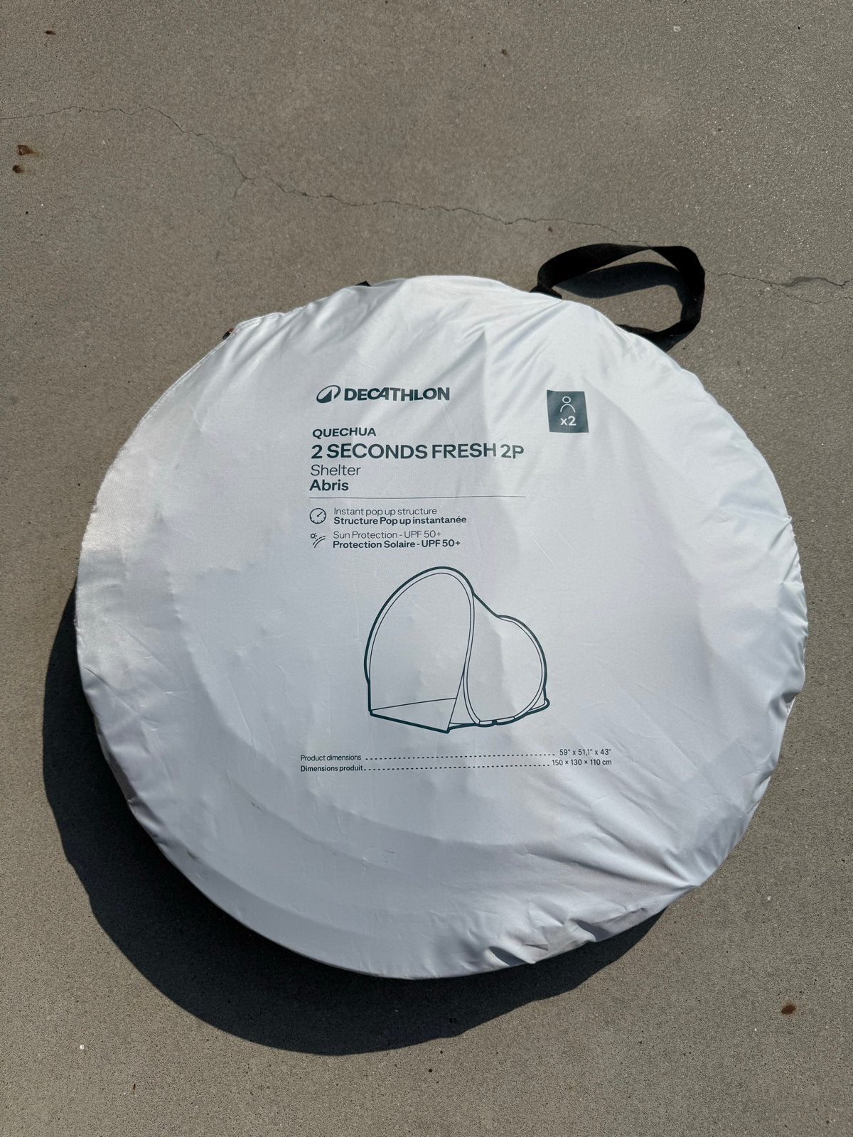 Decathlon Quechua 2 Seconds Fresh 2P Shelter Strandtent, Ophalen, Zo goed als nieuw, Tot en met 2