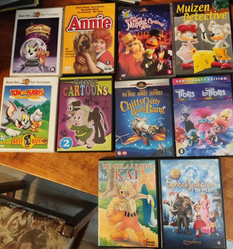 Klassieke Kinderfilms DVD Set (Tom & Jerry, Trolls, Annie), Alle leeftijden, Ophalen of Verzenden, Zo goed als nieuw