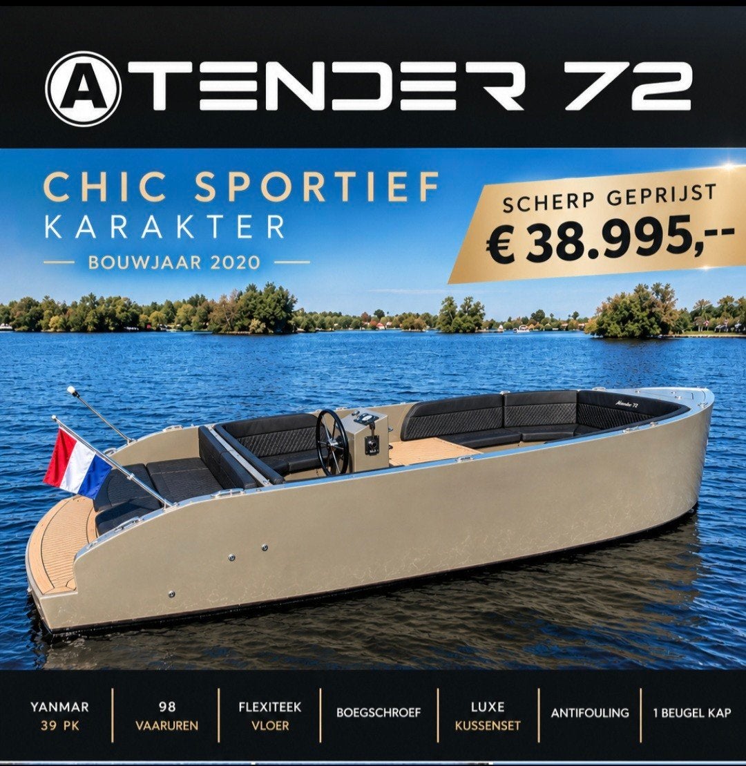 ATENDER 72 met nog geen 100 vaaruren te koop, Watersport en Boten, Ophalen, Binnenboordmotor, Diesel, Nieuw