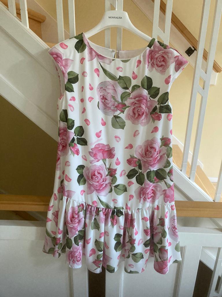 Monnalisa jurk roze bloemen laagjes maat 162-164 nieuw!, Meisje, Nieuw, Ophalen of Verzenden, Jurk of Rok