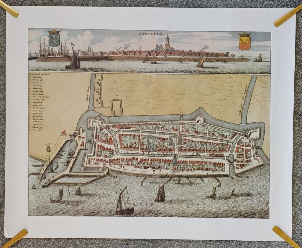 Stadsplattegrond Stavoren - Bernardus Schotanus a Sterringa, Bernardus Schotanus a Sterringa, Voor 1800, Ophalen of Verzenden