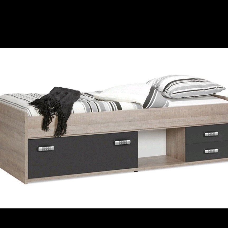 Te koop Kajuitbed Grijs/ donkergrijs hout., Ophalen, 180 cm of meer, 85 tot 100 cm, Lattenbodem