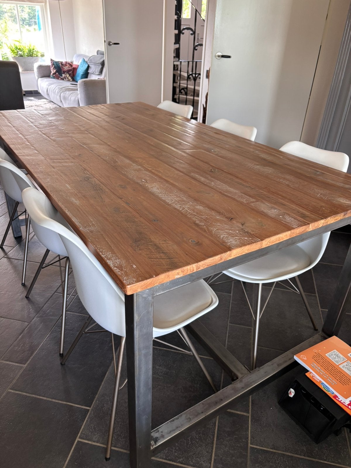 Eetkamer tafel 180cm x 100cm met 6 stoelen, Huis en Inrichting, Tafels | Eettafels, Ophalen, Overige materialen, Gebruikt, 50 tot 100 cm