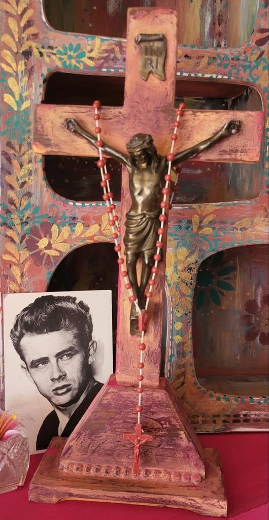 Antiek/Bohemian/Brocante/Kruis/Jezus/Beeld/Altaar, Antiek en Kunst, Curiosa en Brocante, Ophalen of Verzenden