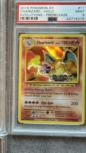 Pokémon Charizard Holo 11/108 XY Evolutions PRERELEASE PSA 9, Hobby en Vrije tijd, Ophalen of Verzenden, Zo goed als nieuw, Losse kaart