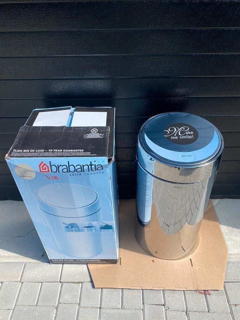 Brabantia Slide Bin Deluxe Zilver RVS 45L nieuw in doos, 40 liter of meer, Ophalen of Verzenden, Nieuw, Rvs