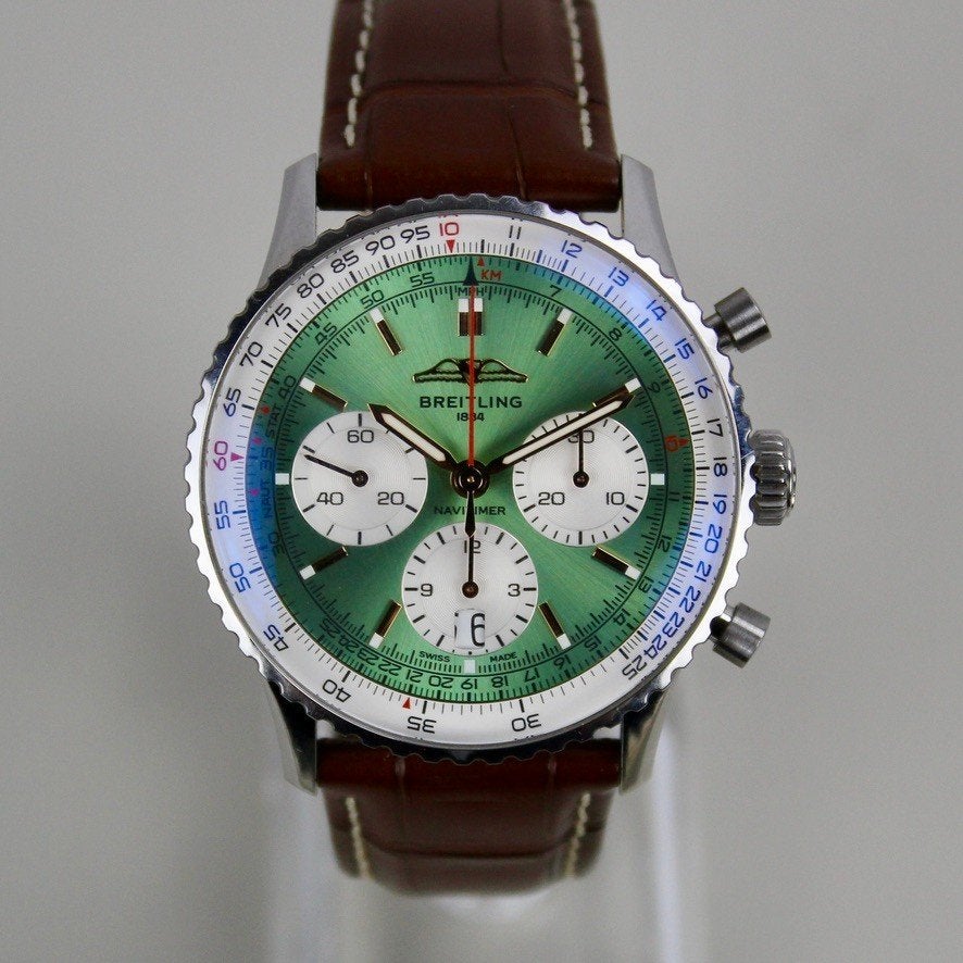 Breitling Navitimer - AB0139, Leer, Staal, Breitling, Polshorloge