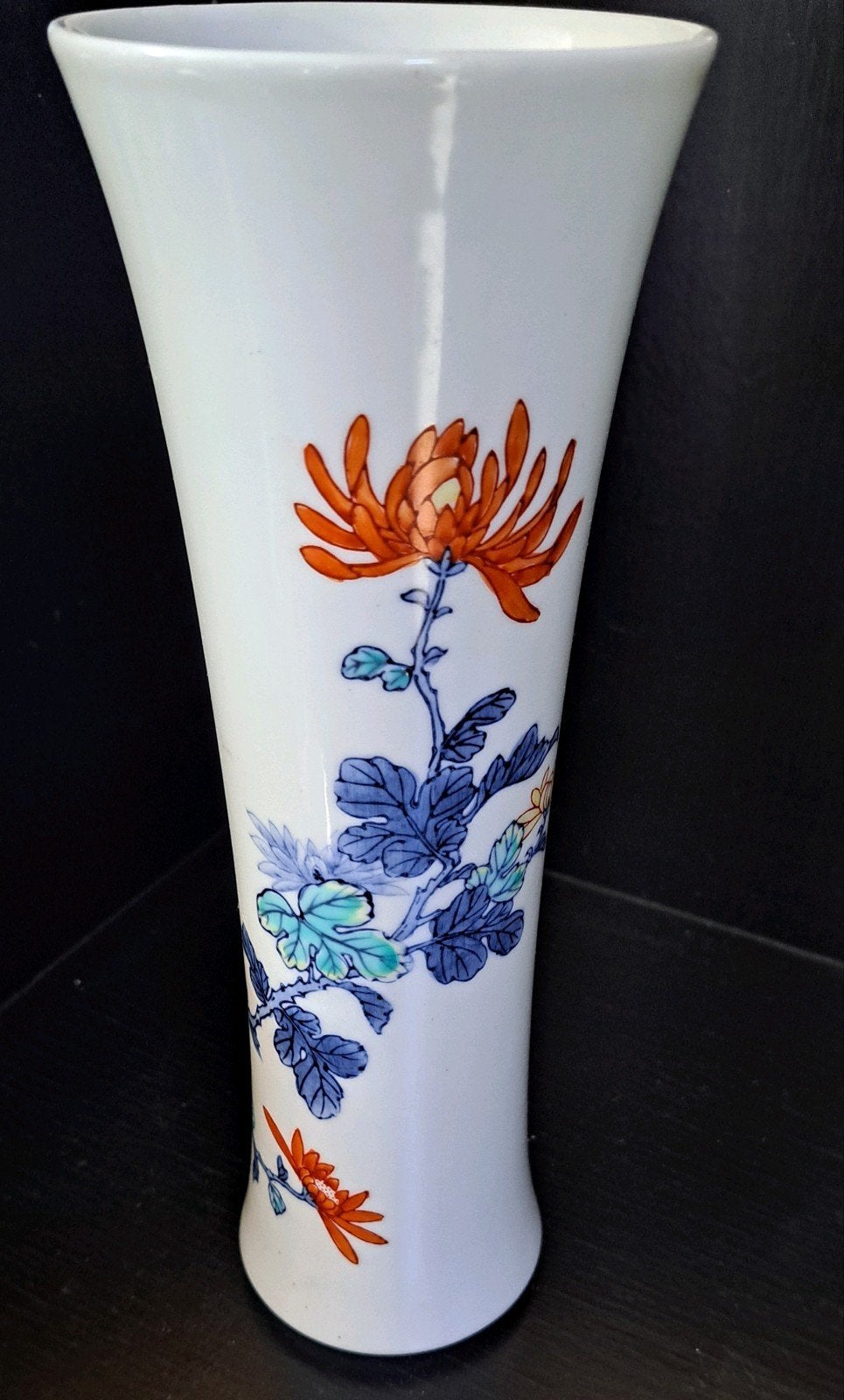 Vintage Japanse vaas m chrysanten decor 26 cm, Ophalen of Verzenden