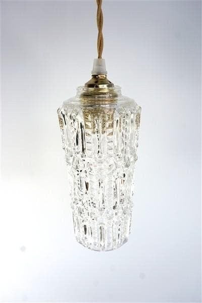 Vintage lampenkapje helder glas, Huis en Inrichting, Rond, Ophalen of Verzenden, Zo goed als nieuw, Nvt