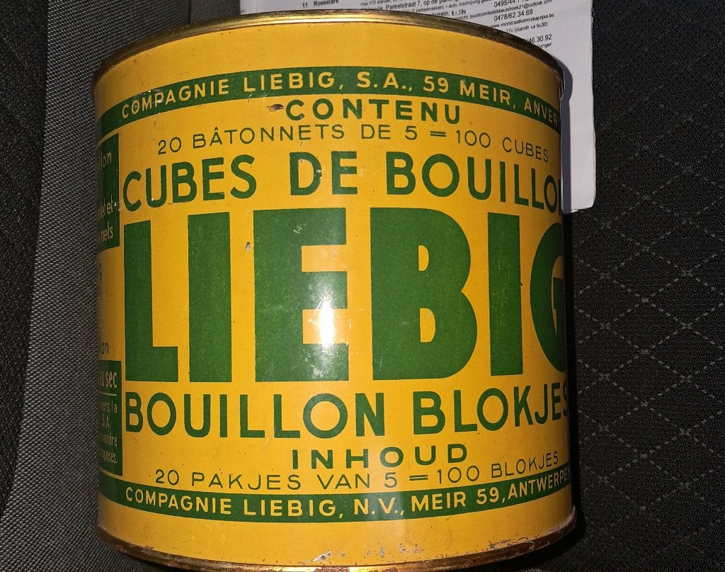 Oude originele LIEBIG  blikken.doos 100 blokjes, Ophalen of Verzenden
