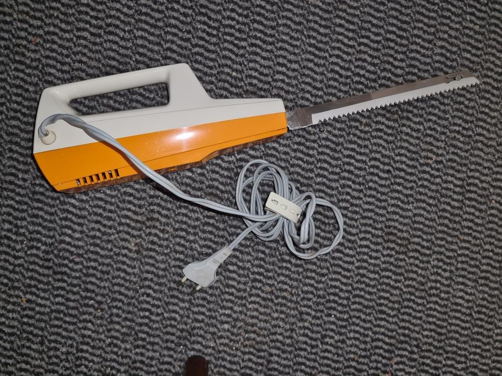 Vintage Moulinex Elektrisch Mes - Oranje/Wit, Ophalen of Verzenden, Gebruikt