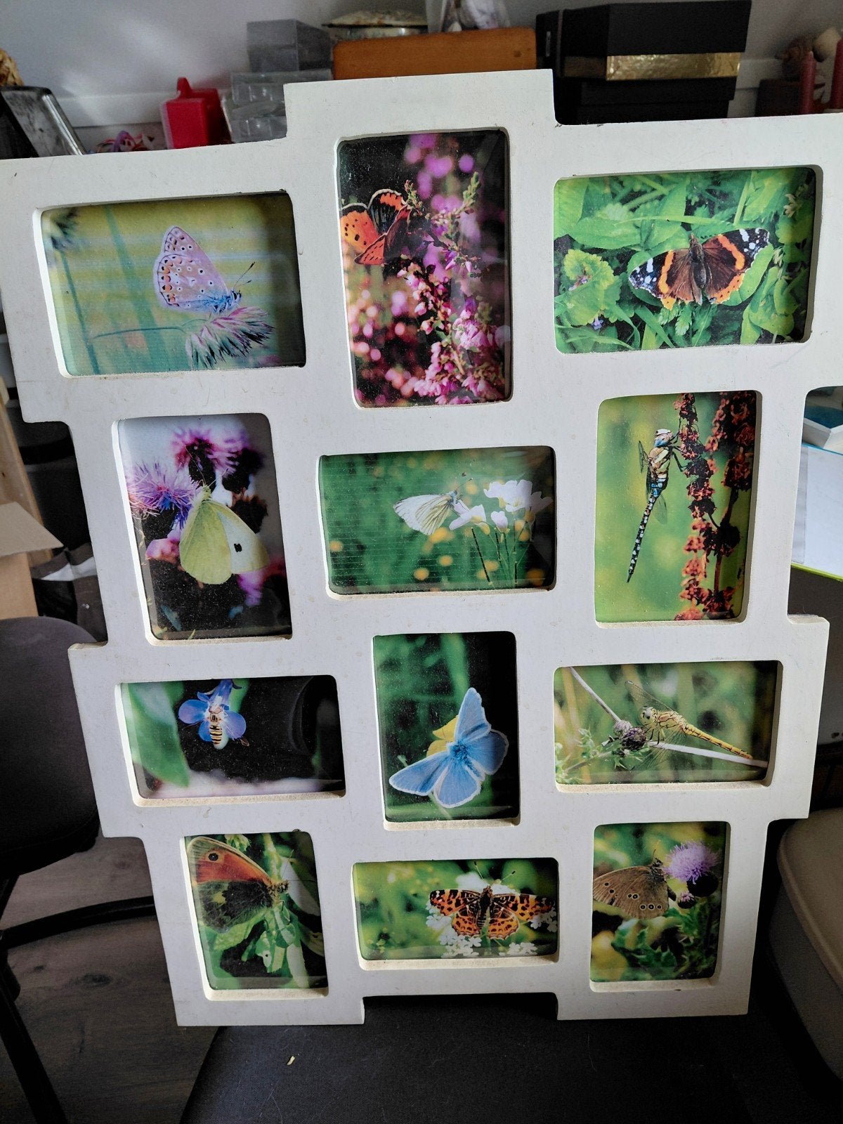 Witte fotolijst collage met meerdere vakjes 14x9 cm, Huis en Inrichting, Woonaccessoires | Lijsten, Ophalen, Kunststof, Gebruikt
