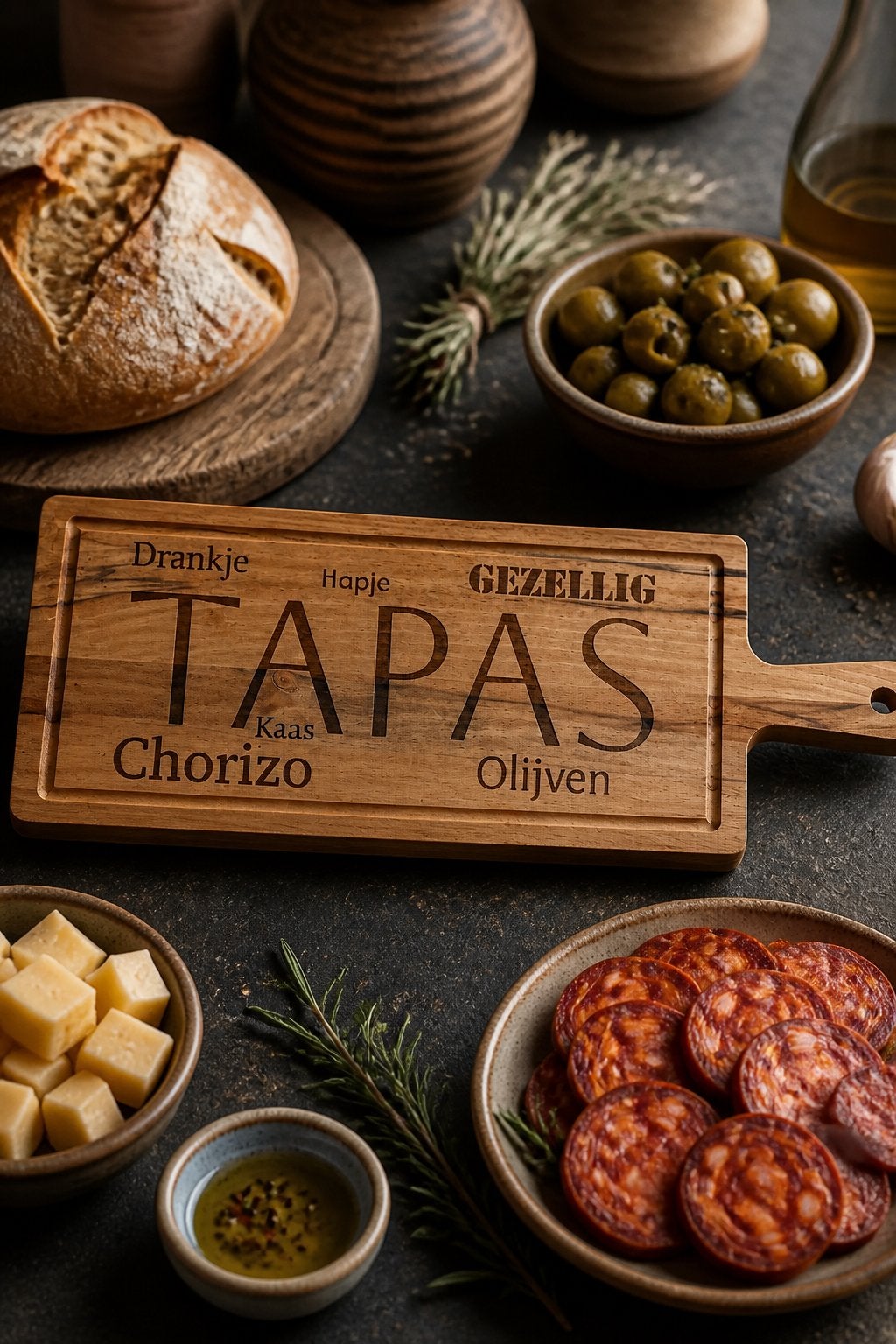 Tapas serveerplank van hout - Gezellig borrelen, Hout, Snij-/serveerplank, Nieuw, Ophalen of Verzenden