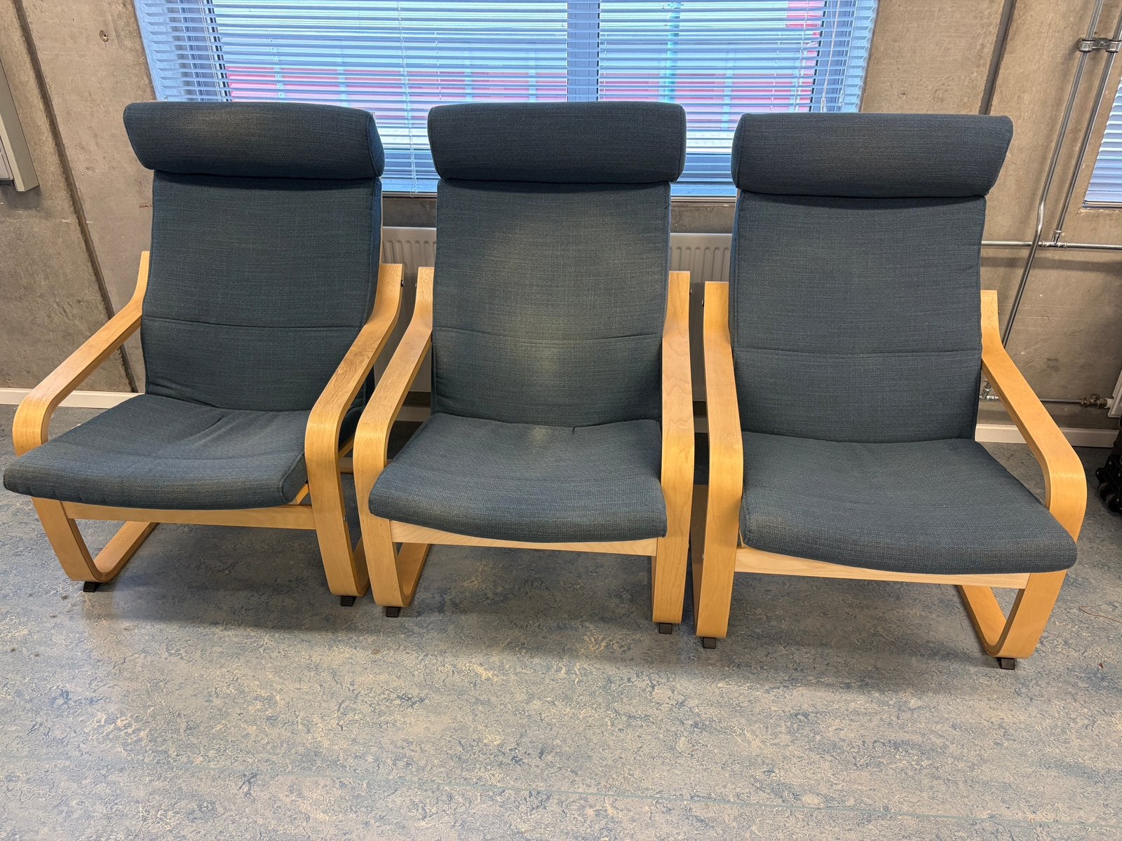 IKEA Poäng fauteuils 3x, Ophalen, Gebruikt, Drie, Blauw
