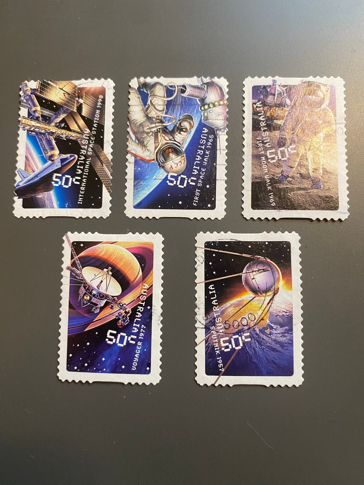 5 gestempelde postzegels Australië 2007 - 50 jaar Ruimtevaar, Ophalen of Verzenden, Gestempeld