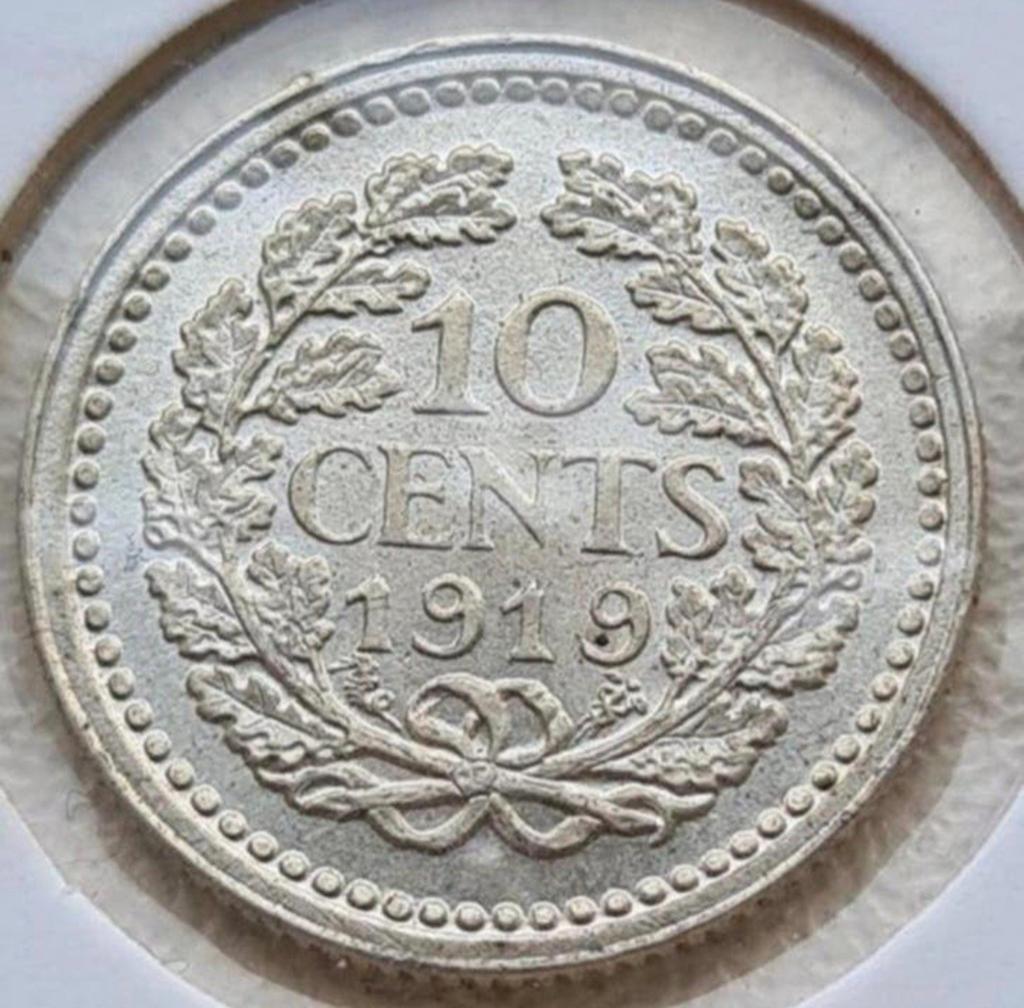 Mooie 10 cent 1919, Postzegels en Munten, Munten | Nederland, Zilver, Ophalen of Verzenden, 10 cent, Koningin Wilhelmina