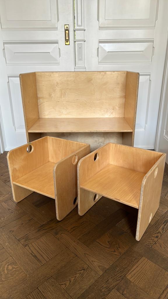 Van Dijk montessori kubustafel met stoelen, Ophalen, Gebruikt, Tafel(s) en Stoel(en)