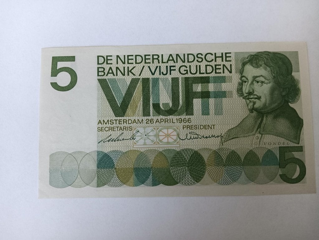 Biljet 5 Gulden 1966 UNC Vondel I, Ophalen of Verzenden, 5 gulden, Los biljet