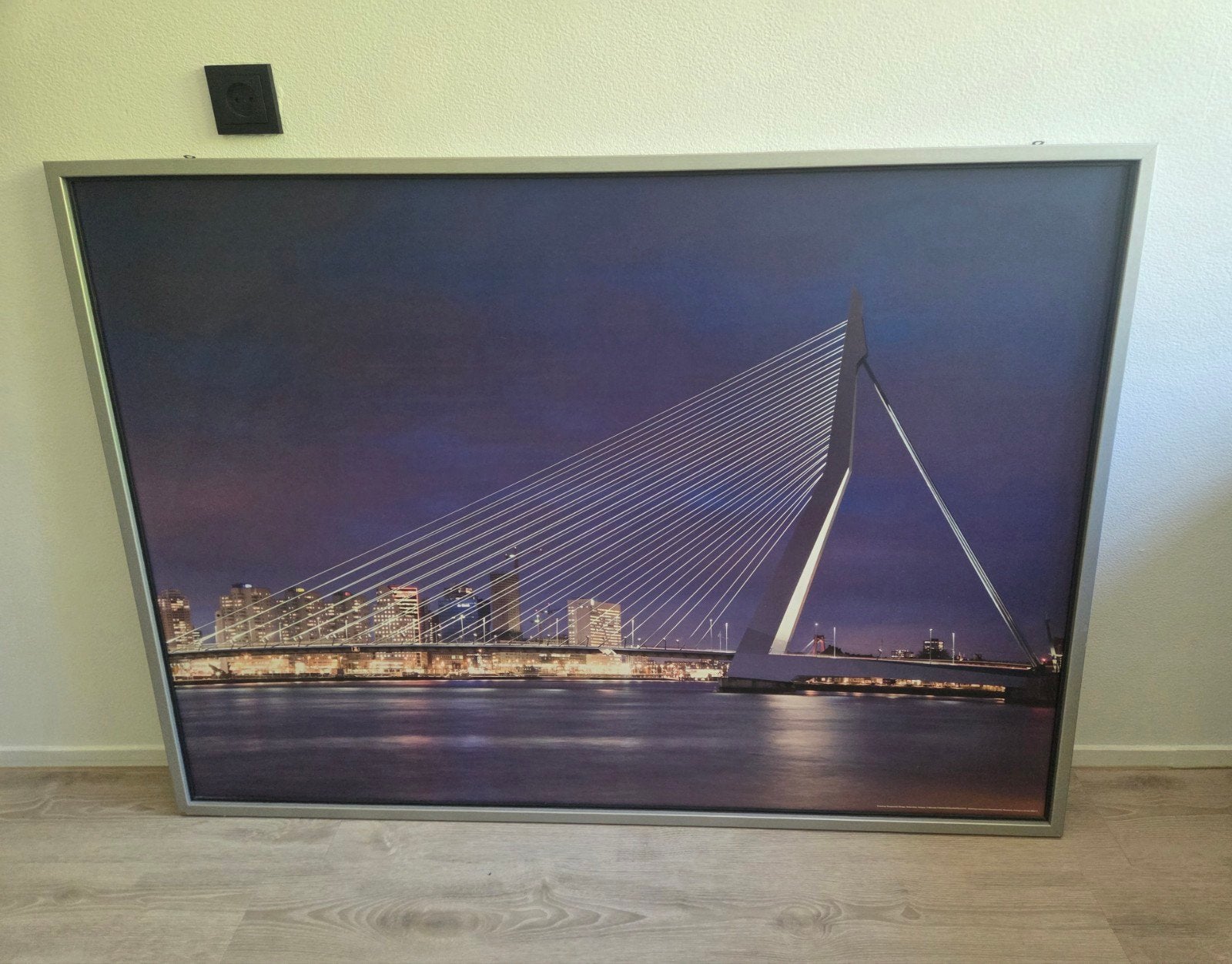 Erasmusbrug Rotterdam Skyline 140 x 100cm, Ophalen, Gebruikt, 125 cm of meer, Schilderij