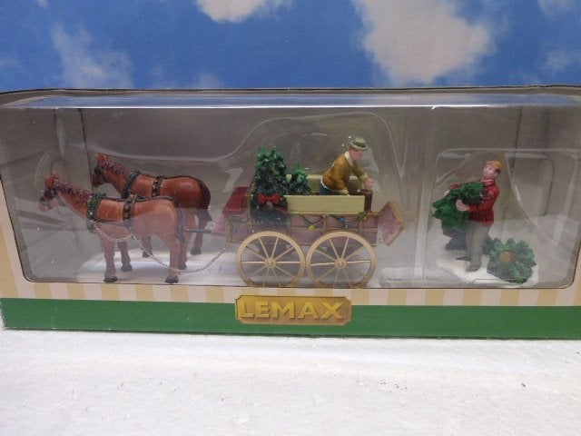 lemax Christmas tree wagon kerstdorp accessoire paarden, Diversen, Kerst, Zo goed als nieuw, Ophalen of Verzenden