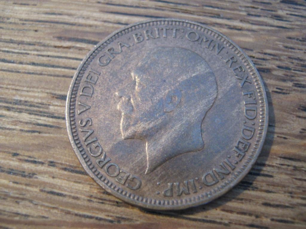 Engeland 1/2 Penny 1929 koning George V #166, Ophalen of Verzenden, Overige landen, Losse munt