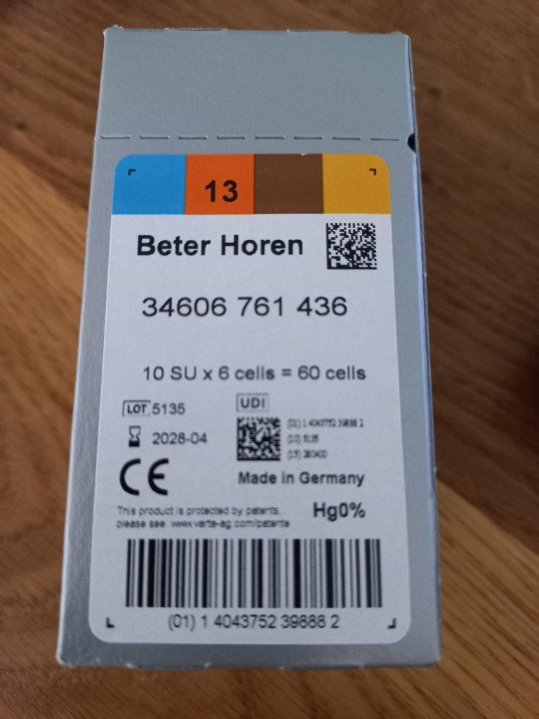 Beter Horen gehoorbatterijen type 13, oranje (60 stuks), Ophalen of Verzenden, Nieuw
