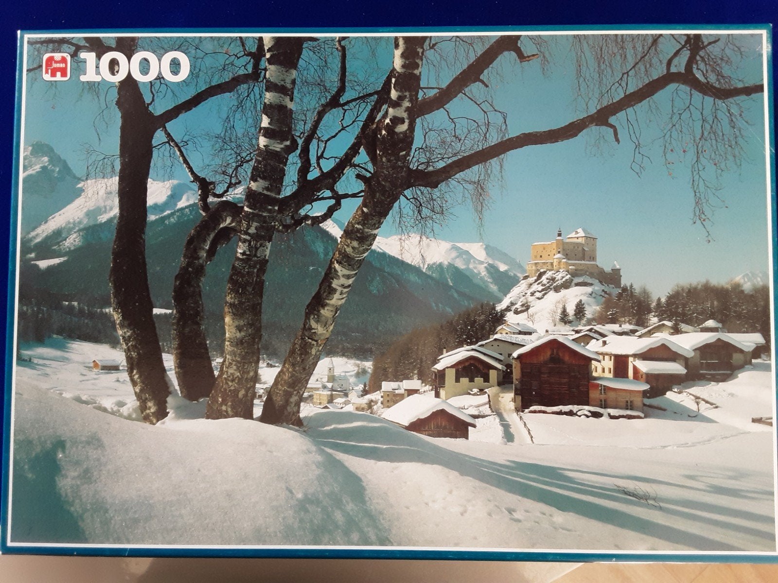 Jumbo puzzel: Schloss Tarasp Zwitserland 1000 stukjes, Hobby en Vrije tijd, Denksport en Puzzels, Ophalen, 500 t/m 1500 stukjes