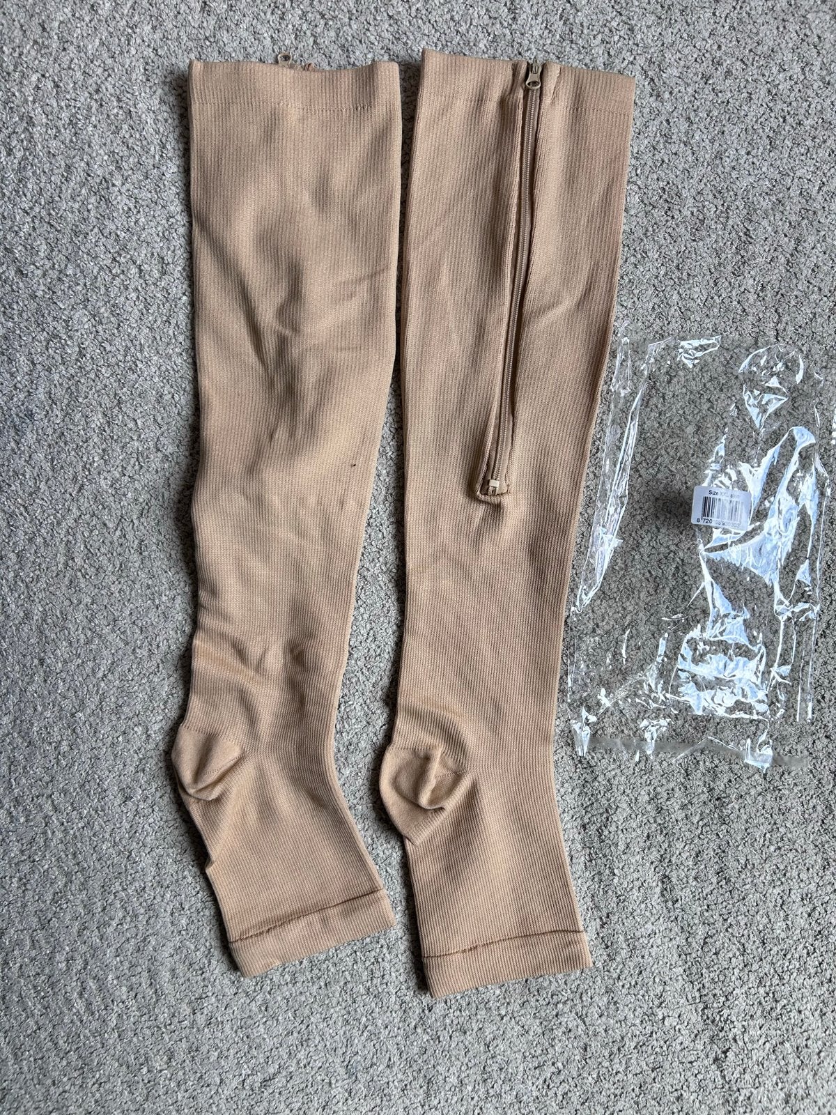 Compressiekousen met rits - Maat XXL - Huidskleur, Legging, Beige, Nieuw, Overige maten
