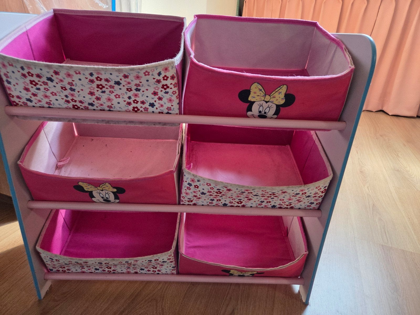 Minnie Mouse Opbergrek met 6 Stoffen Bakken, Ophalen, Gebruikt