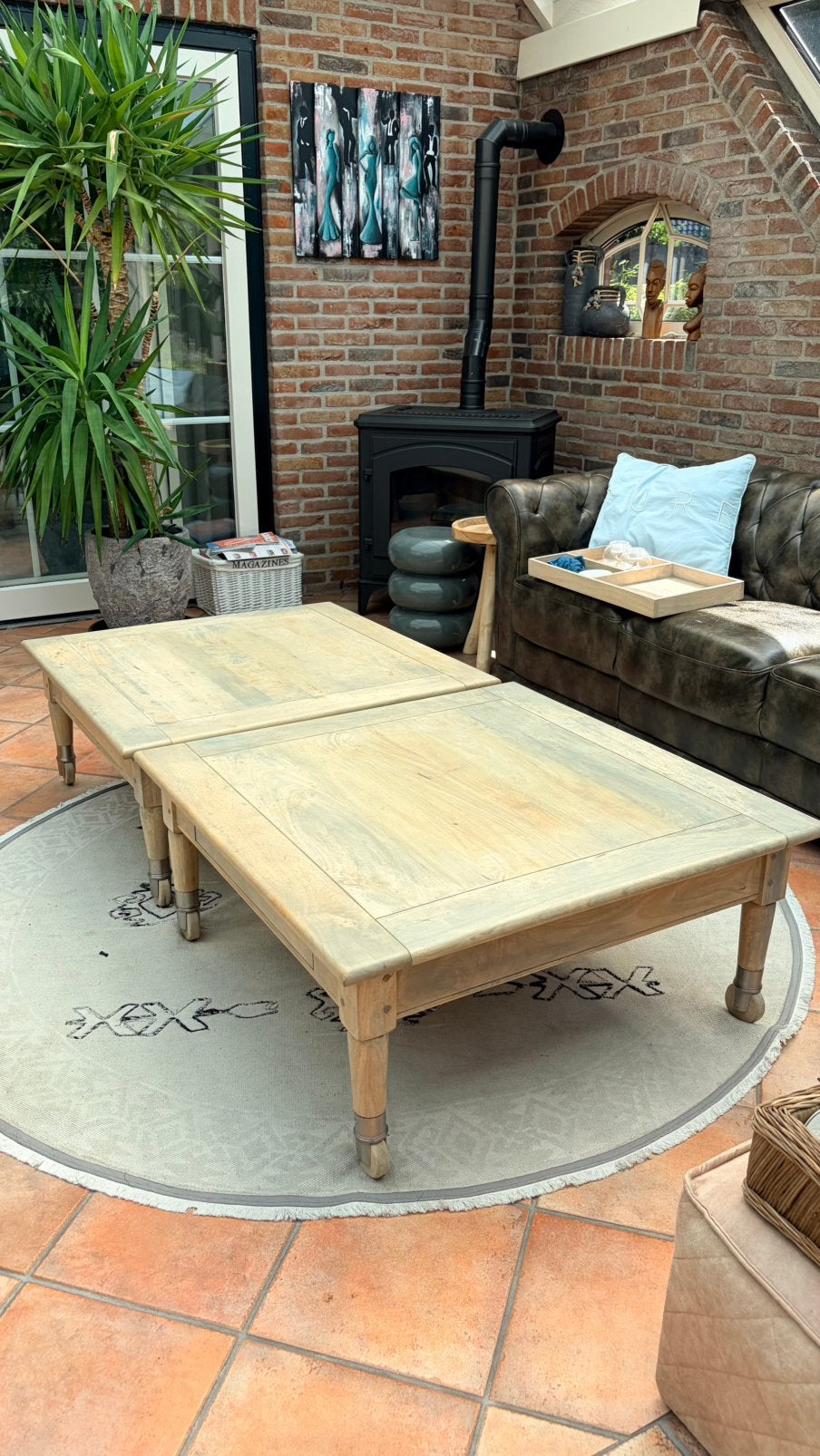 2 prachtige vintage Rivièra Maison salontafels unieke set, Ophalen, 50 tot 100 cm, Vierkant, 50 tot 100 cm