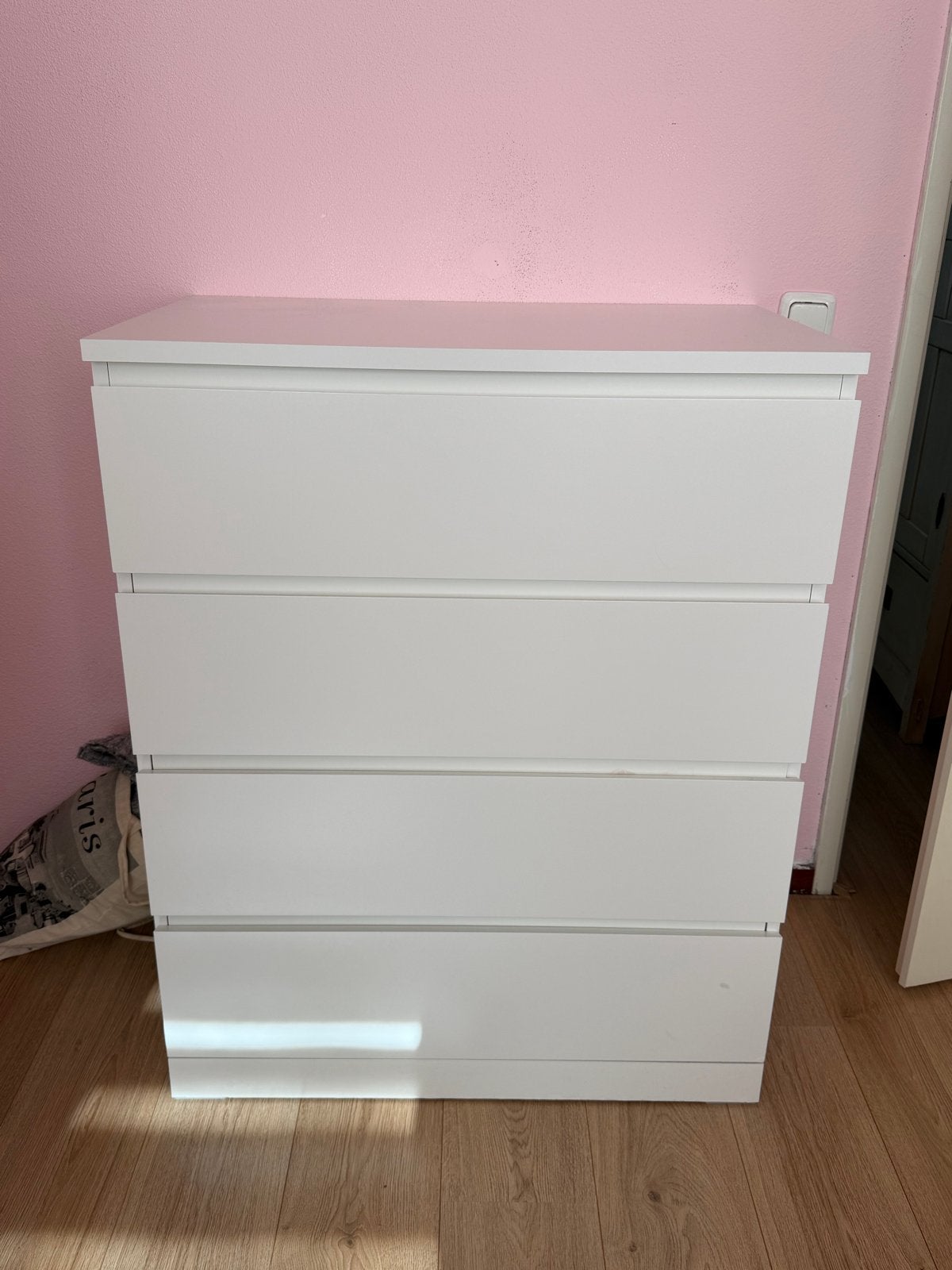 Witte ladekast met 4 lades, 70x50x98 cm, Ophalen, Gebruikt, 50 tot 100 cm, 3 of 4 laden