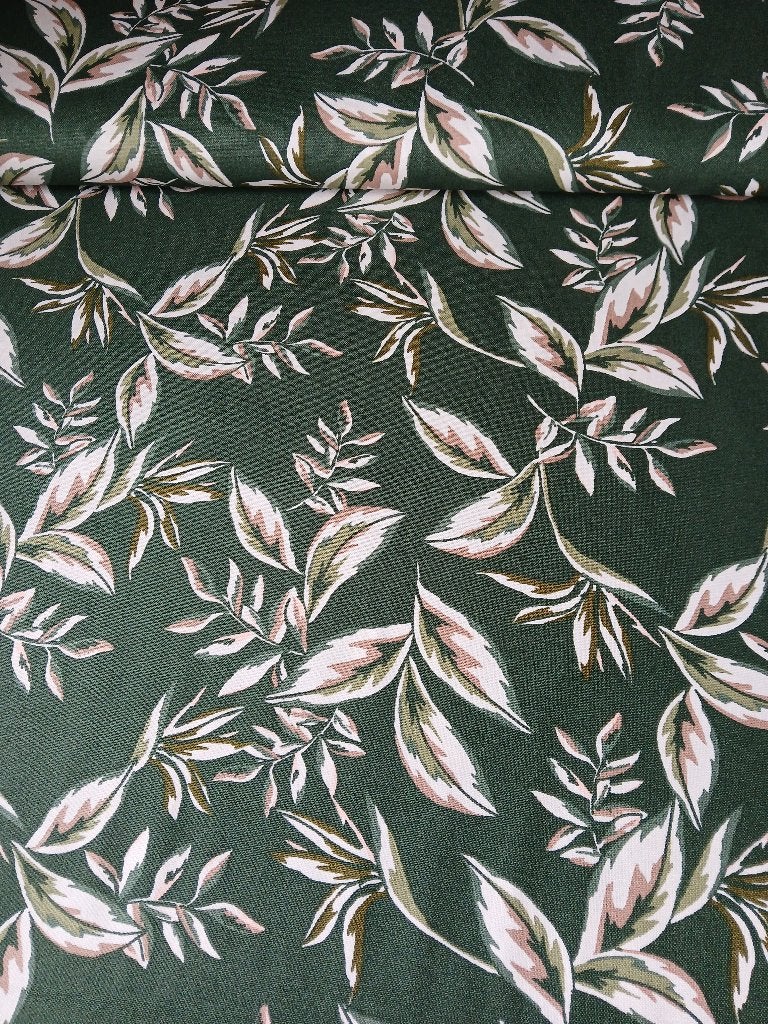 PROMO : Canvas stof bladeren, donkergroen, Hobby en Vrije tijd, Stoffen en Lappen, 120 cm of meer, Ophalen of Verzenden, Katoen