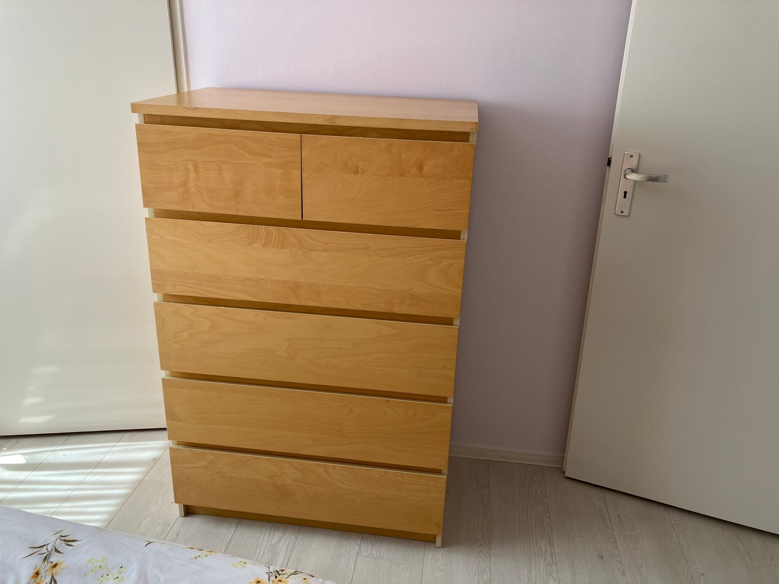 Malm ladekast 6 lades licht eikenfineer, Huis en Inrichting, Ophalen, Overige materialen, Gebruikt, 5 laden of meer