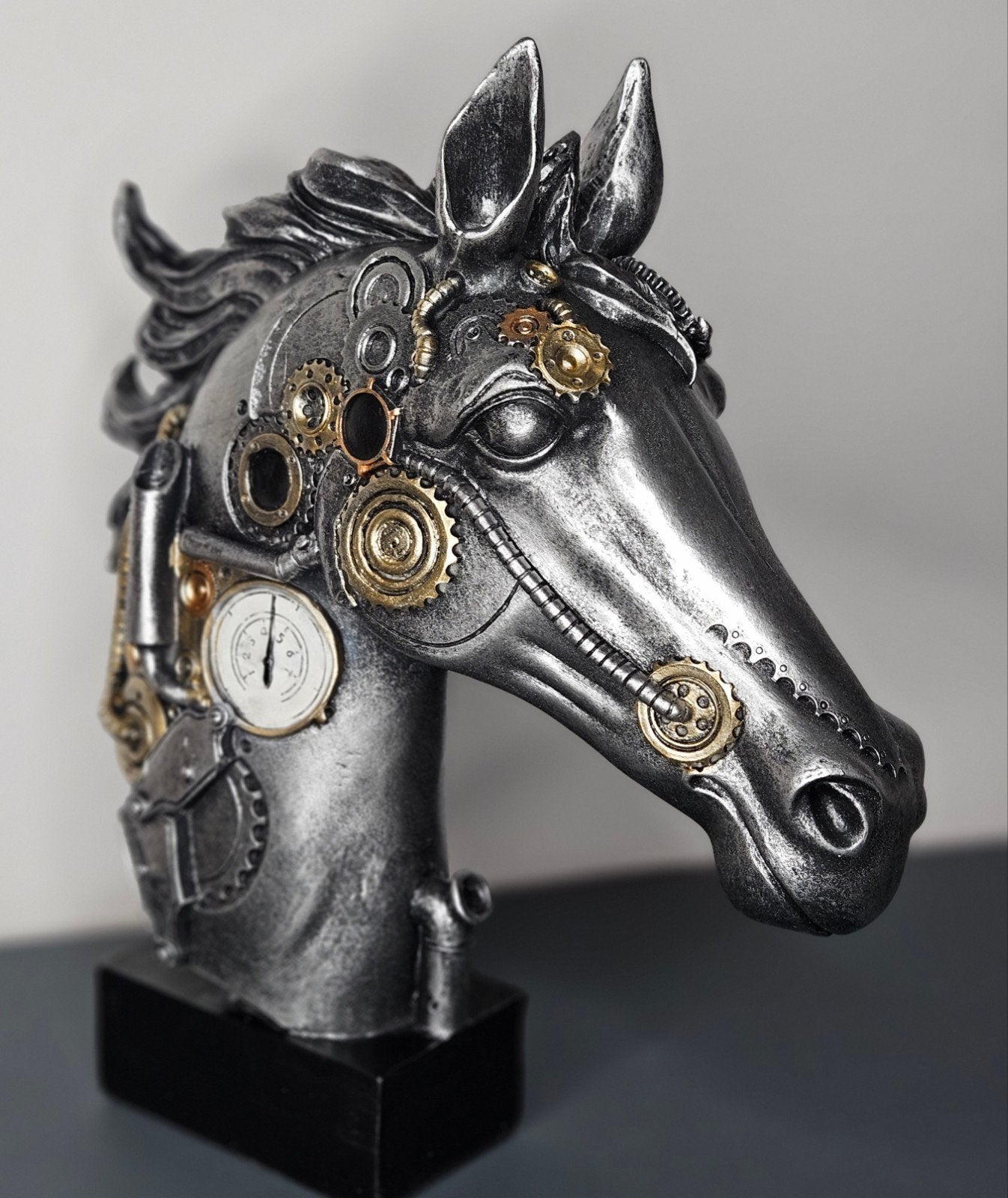 Beeldje, Sculptuur "Steampunk paard" H.34cm, Verzamelen, Ophalen of Verzenden, Nieuw, Dier