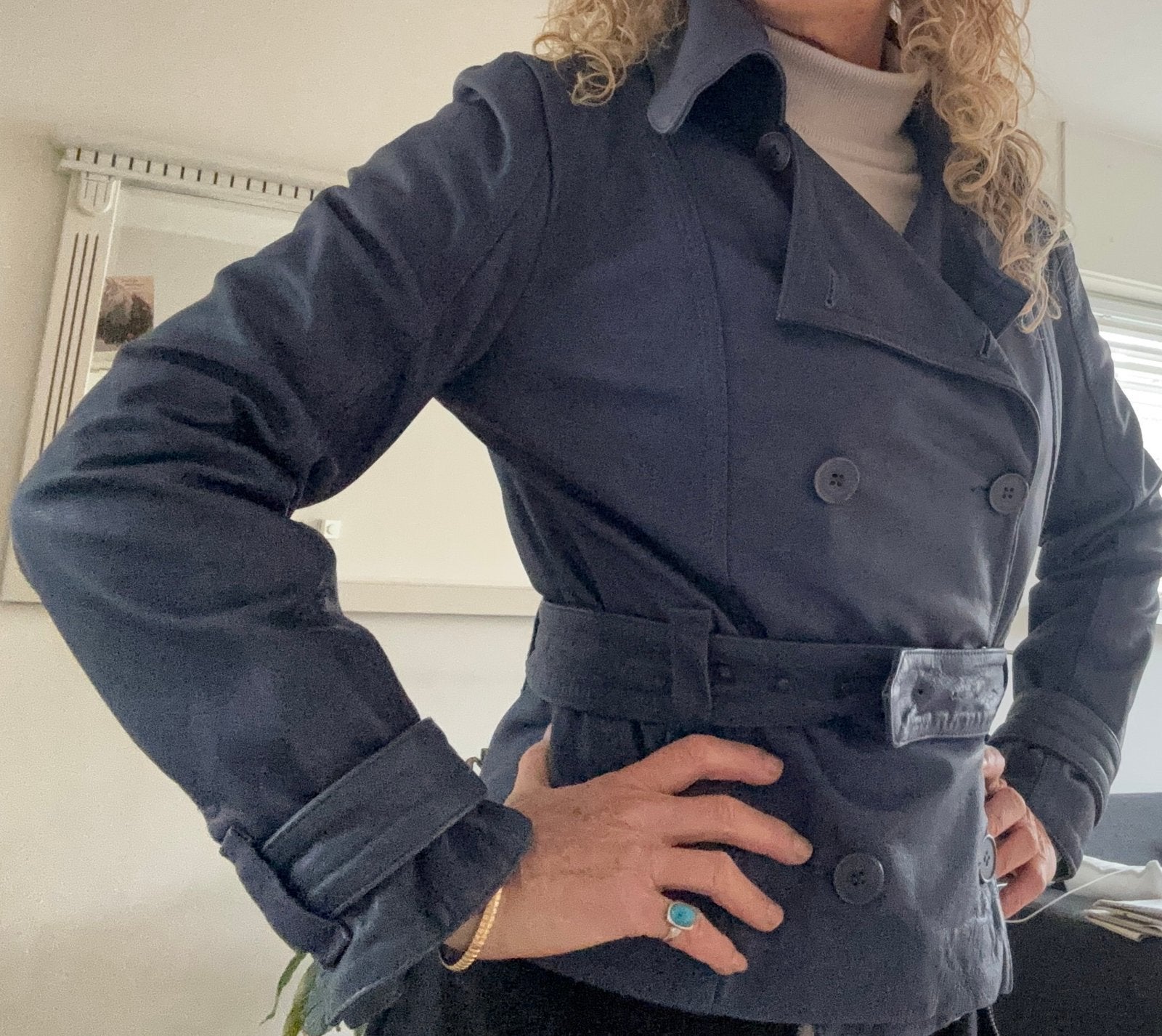 Blauw leren dames kas maar 40, Kleding | Dames, Jasjes, Kostuums en Pakken, Maat 38/40 (M), Blauw, Ophalen of Verzenden, Jasje