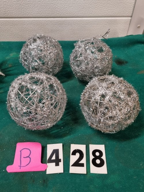 kerstballen gaas groot zilverkleurig 4x [b 428], Antiek en Kunst, Ophalen of Verzenden