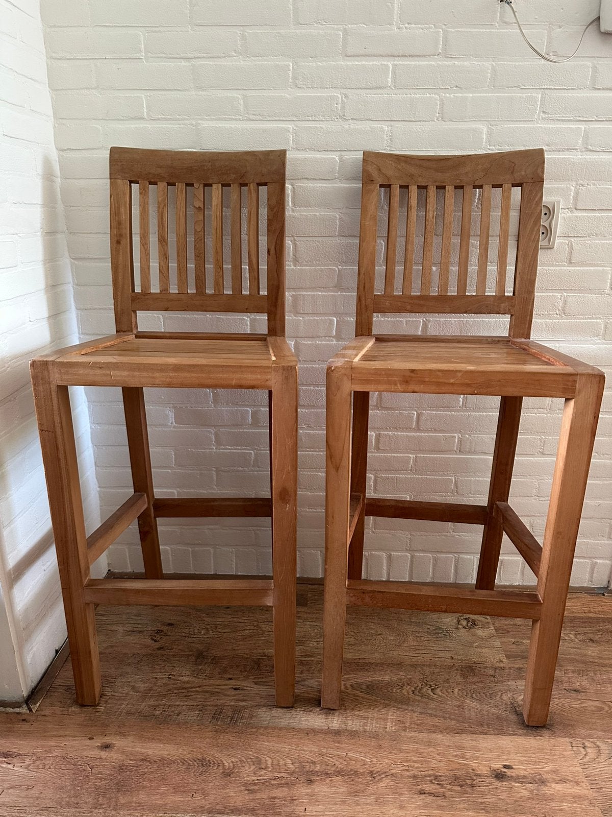 Mooie teakhouten barkrukken, Antiek en Kunst, Antiek | Meubels | Stoelen en Banken, Ophalen