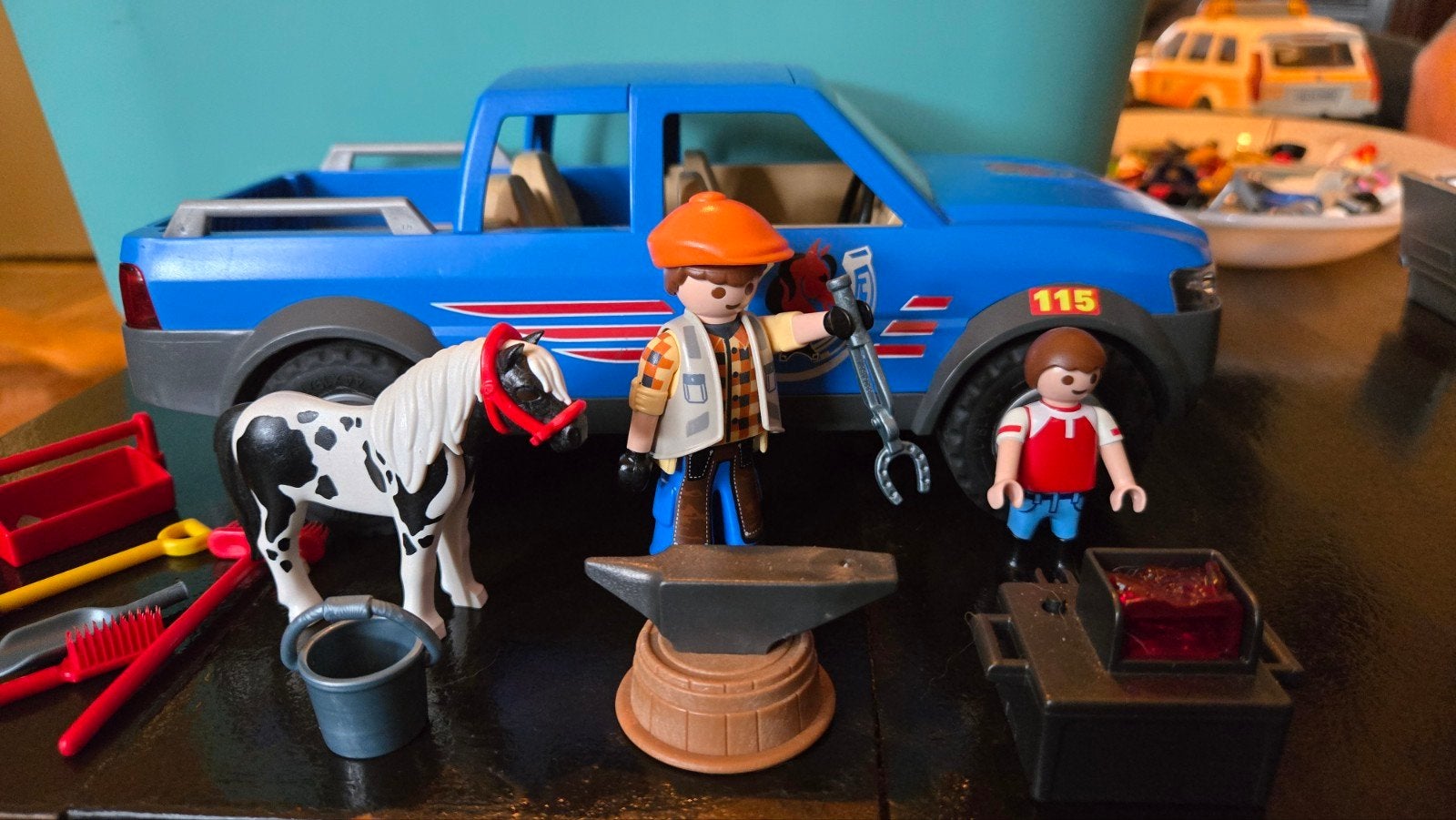 Playmobil Hoefsmid met paard en accessoires, Gebruikt, Complete set, Ophalen of Verzenden, Figuren