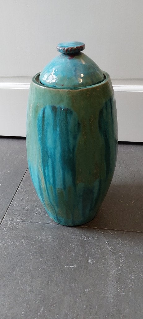 Mooie en zware dekselpot - handgemaakt, Ophalen, Nieuw, Steen/keramiek, Geschikt voor droogbloemen