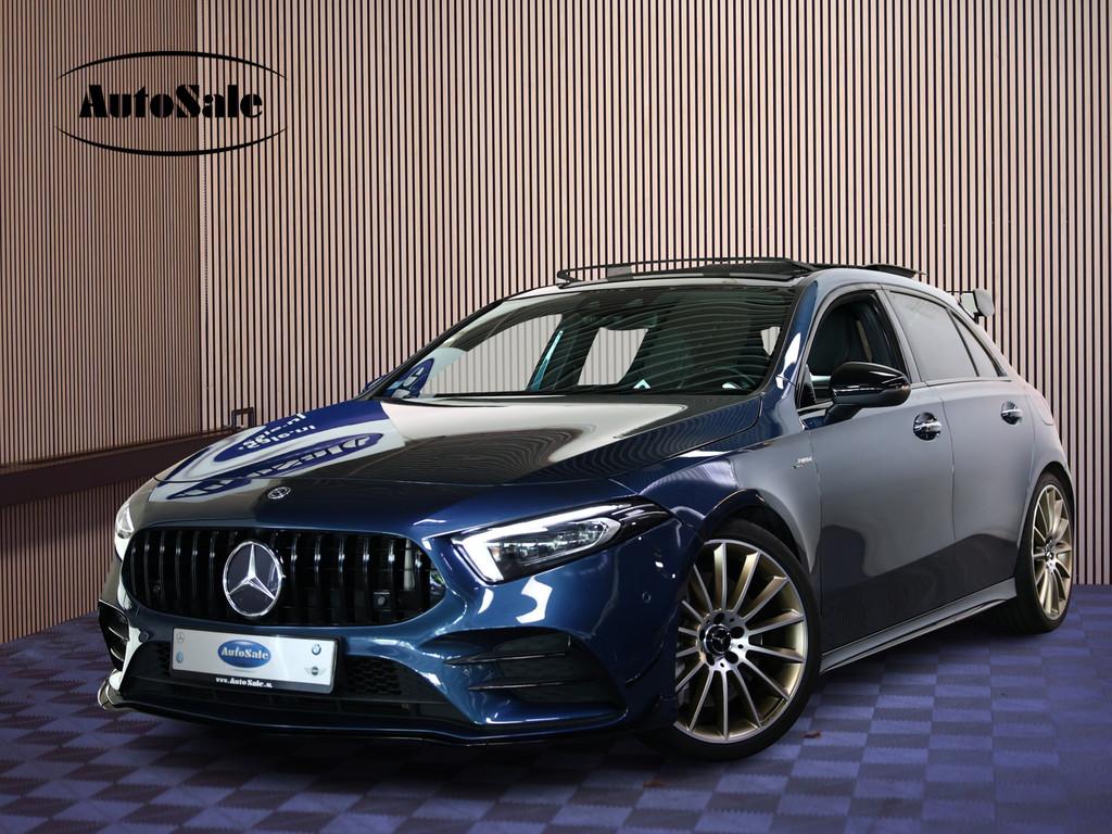 Mercedes-Benz A-Klasse AMG 35 4MATIC Premium EX BPM op DUITS, 1345 kg, Gebruikt, 4 cilinders, Blauw