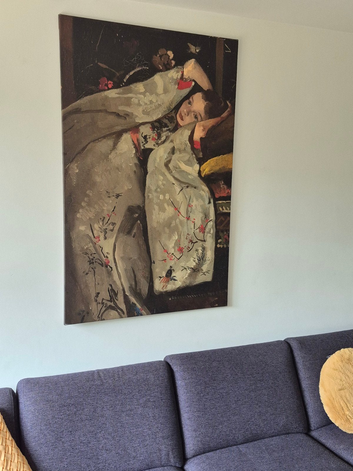 Meisje in witte kimono, canvas print 90x140cm, Antiek en Kunst, Ophalen, Impressionistisch, Portret of Personen, Doek