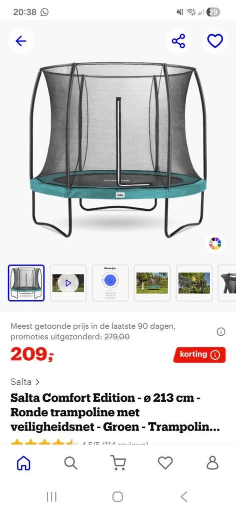 Salta Comfort Edition Trampoline - 213 cm - Groen, Ophalen of Verzenden