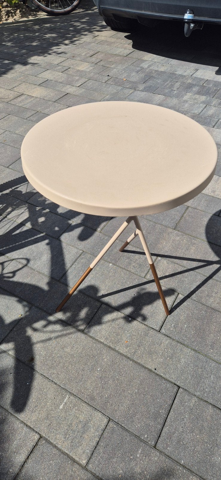 Stijlvolle ronde bijzettafel - Beige/goud, Ophalen of Verzenden, Gebruikt, Rond, Modern, minimalistisch