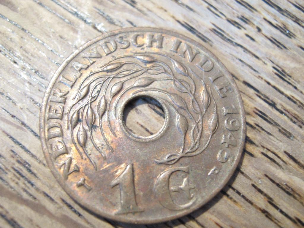 Bevrijd Nederlands Indie 1 Cent 1945p, WW2 #970, Ophalen of Verzenden, Zuidoost-Azië, Losse munt